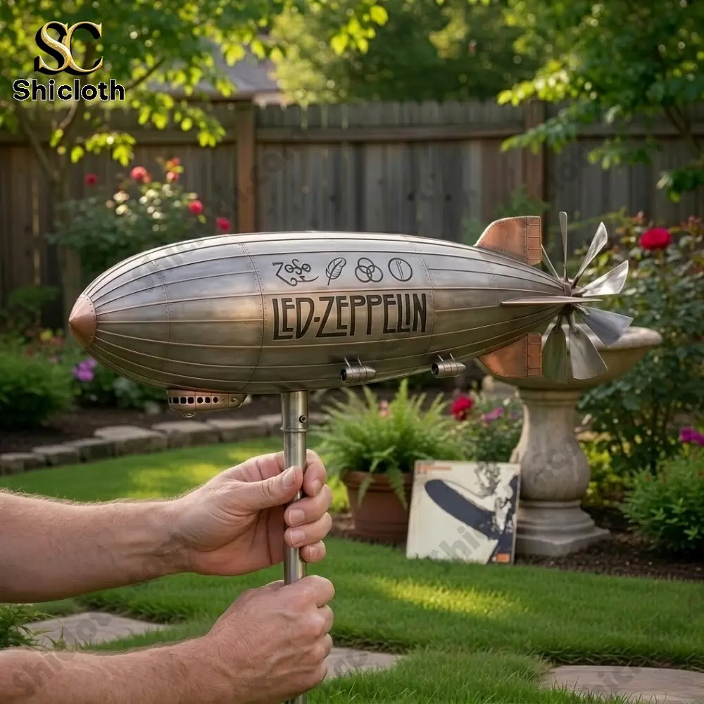 Hand holding Led Zeppelin blimp spinner close view!