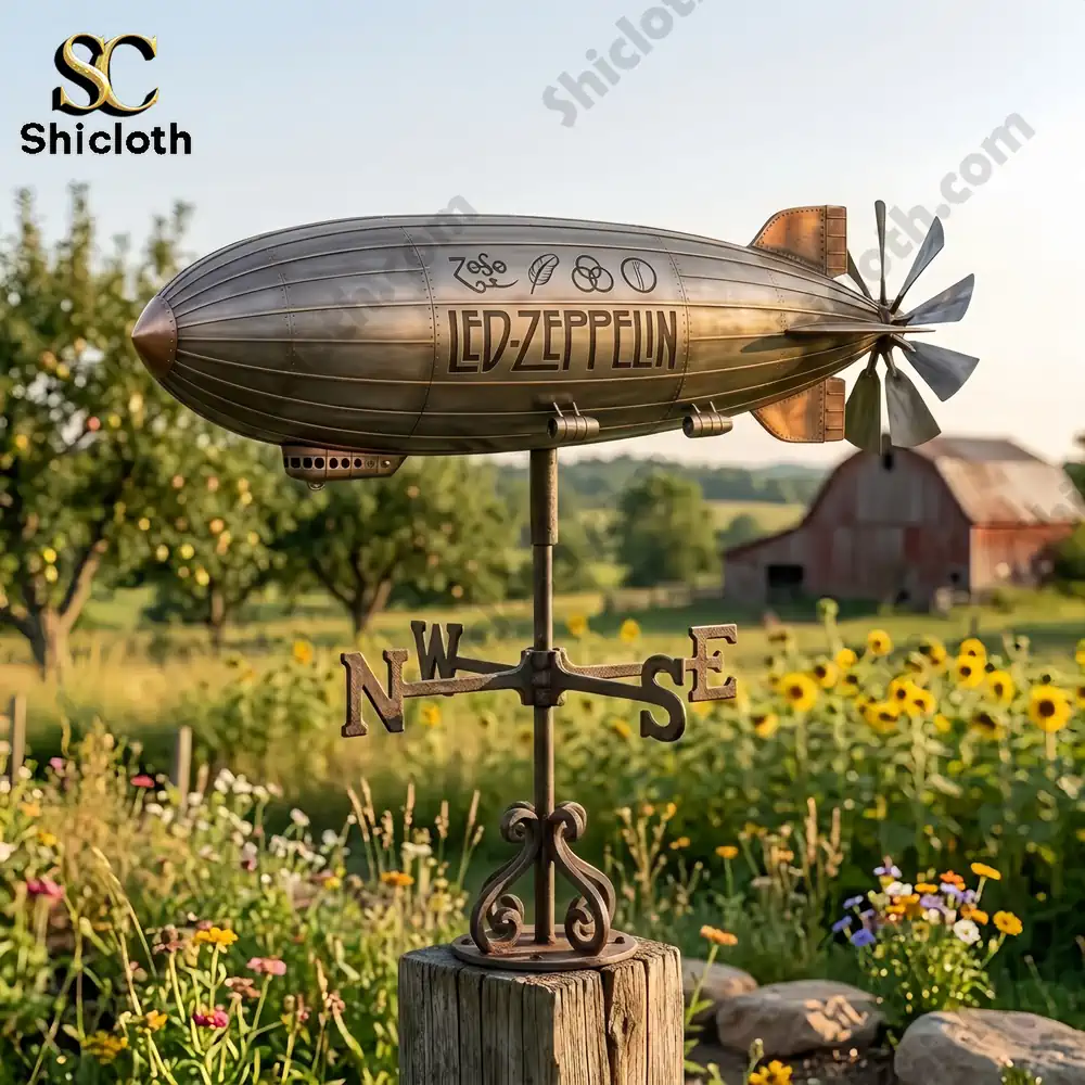 Legend Rock Band Led Zeppelin Blimp Wind Spinner For Garden 5 Led Zeppelin blimp spinner weather vane in field!
