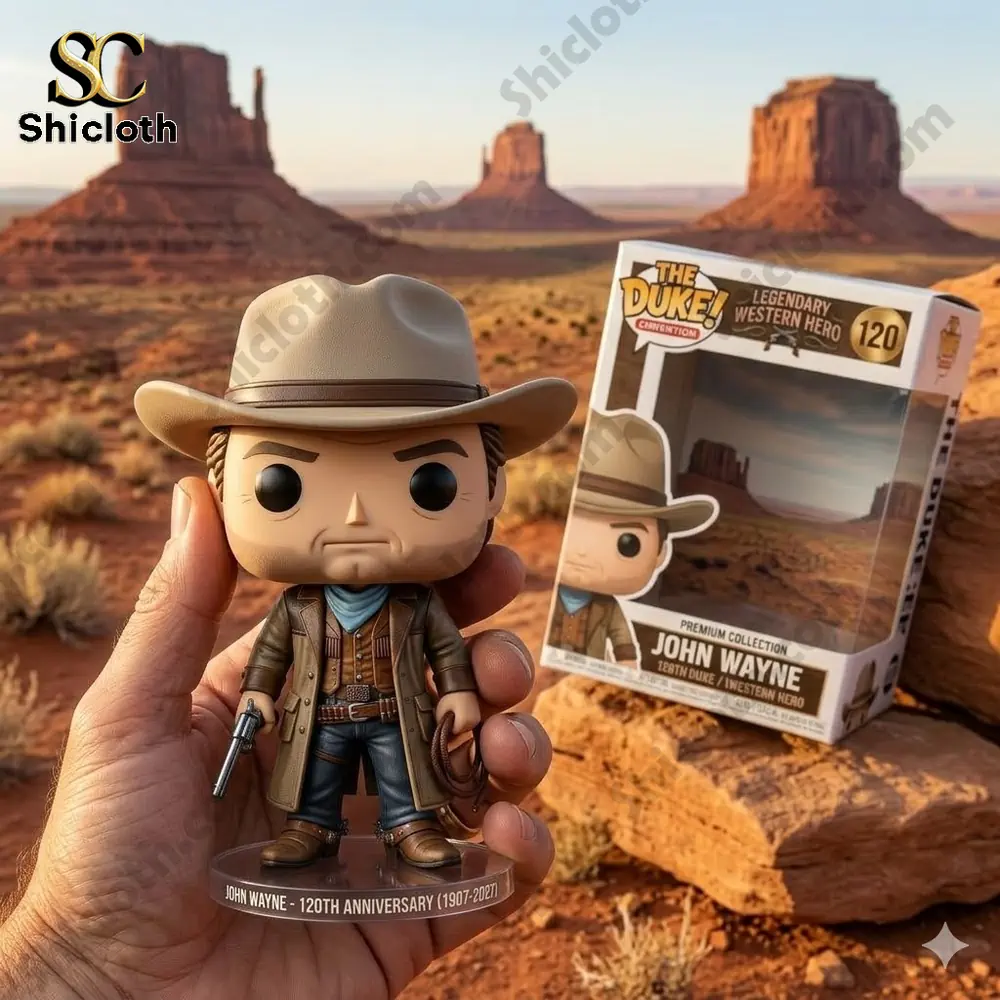 western cowboy hero figure held in hand in desert landscape with rock formations!