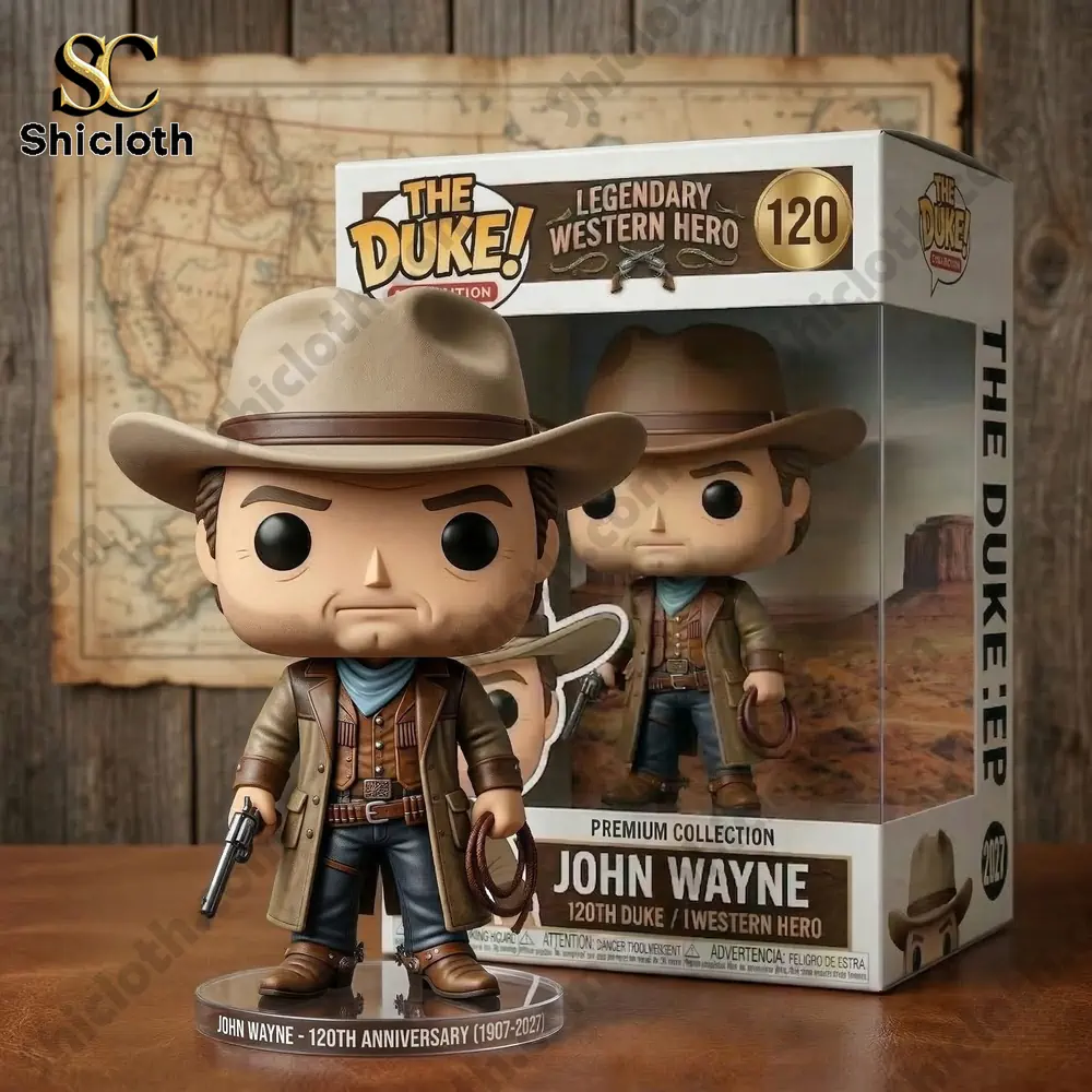 western cowboy hero collectible figure displayed in front of collector box on wooden table!
