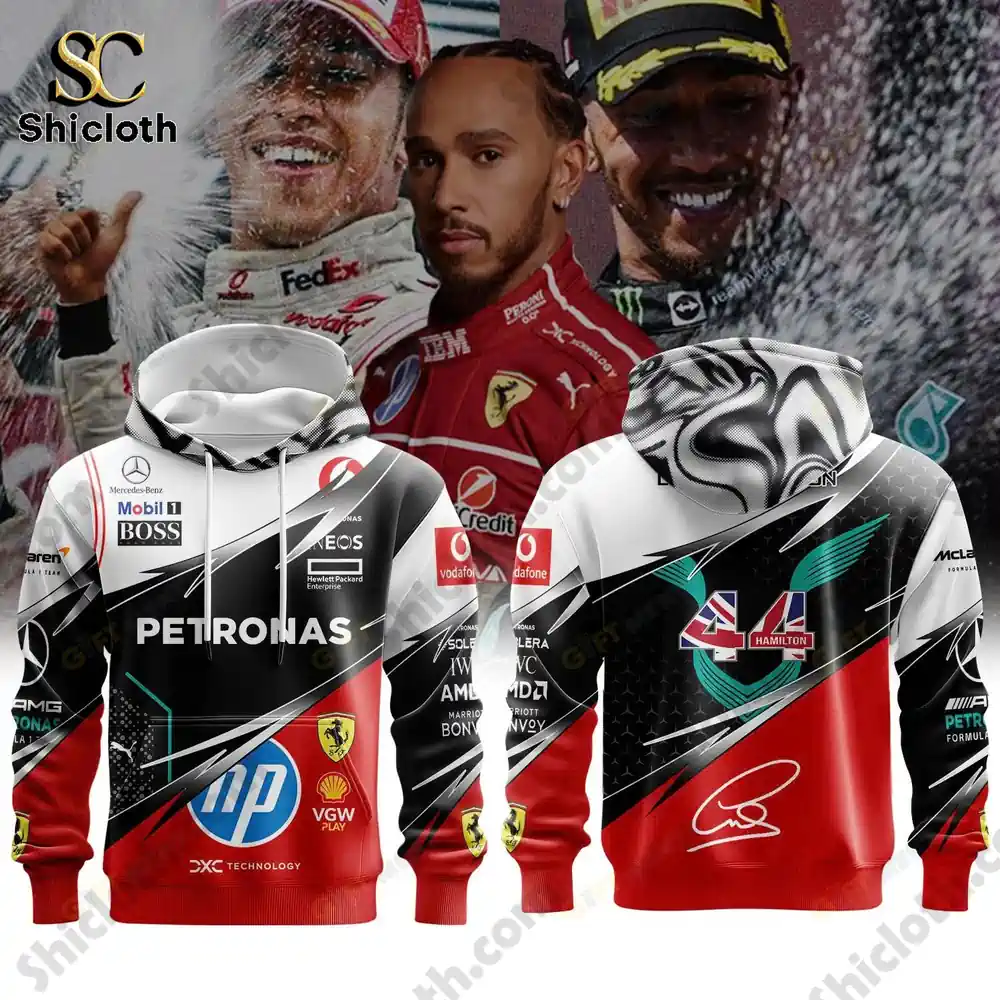 shicloth lewis hamilton formula one racing hoodie front and back design