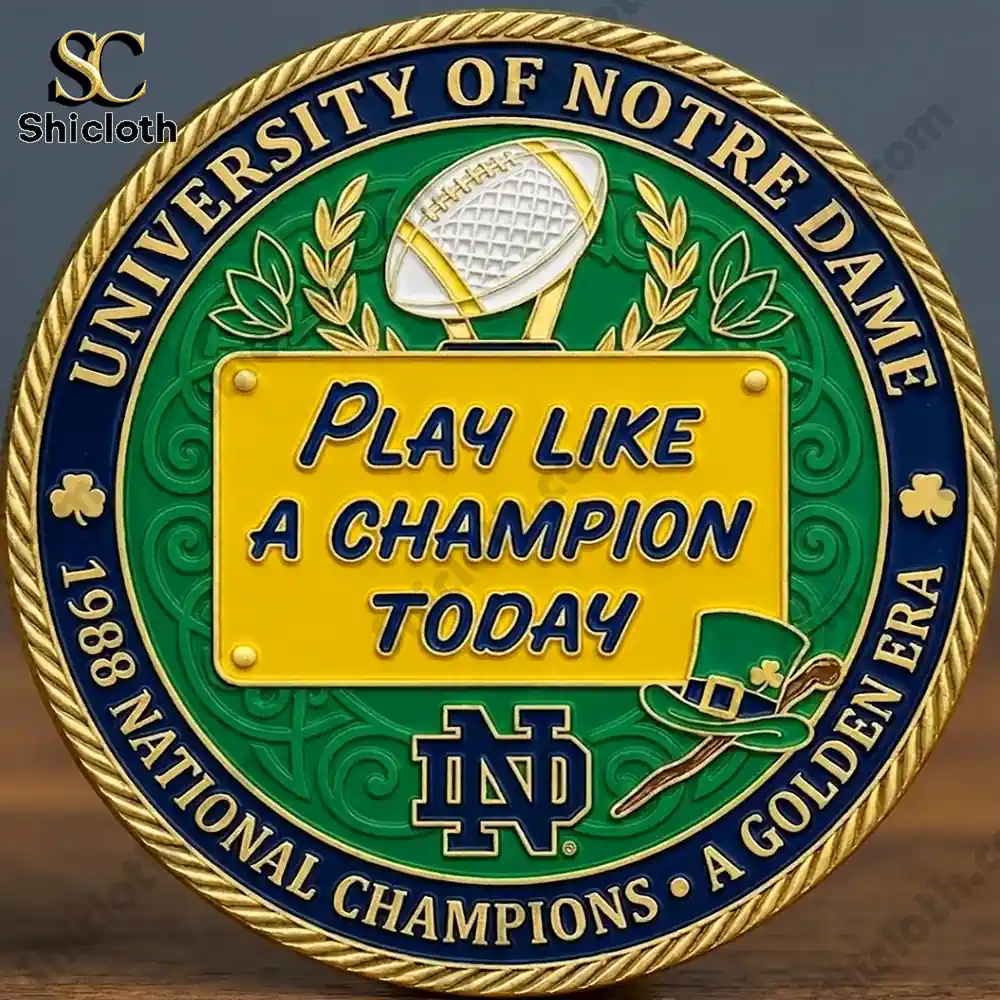 Notre Dame play like a champion today message coin design by Shicloth!