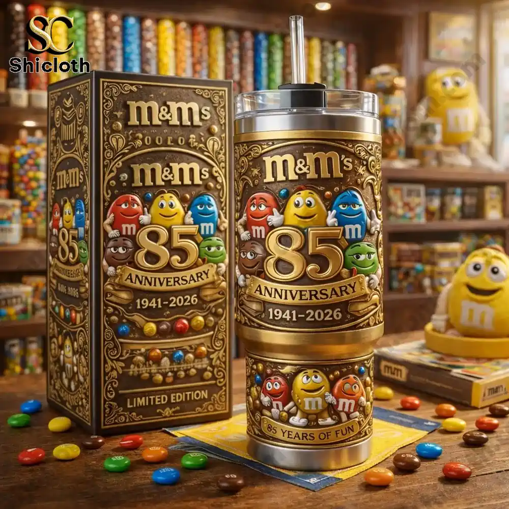 Alternative view of M&M 85th Anniversary 3D Relief Insulated Tumbler