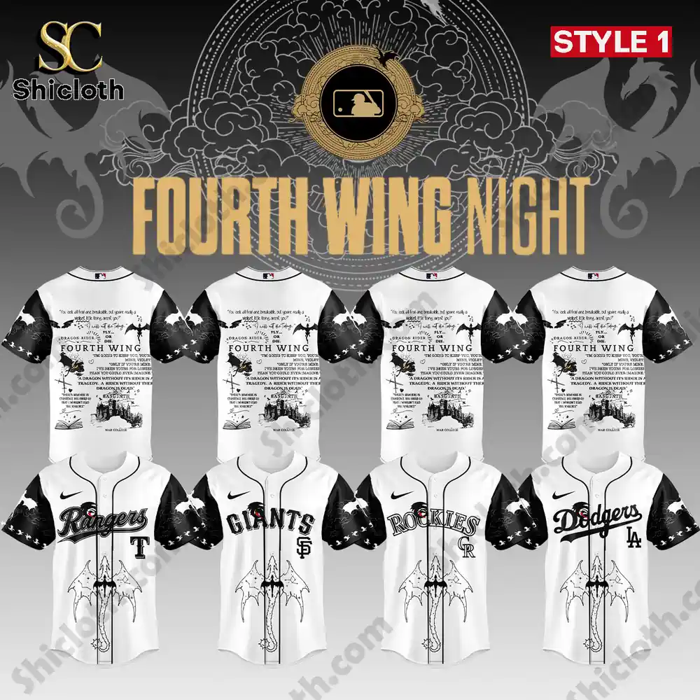 Shicloth Fourth Wing Night baseball jersey collection with multiple team designs and style one preview!