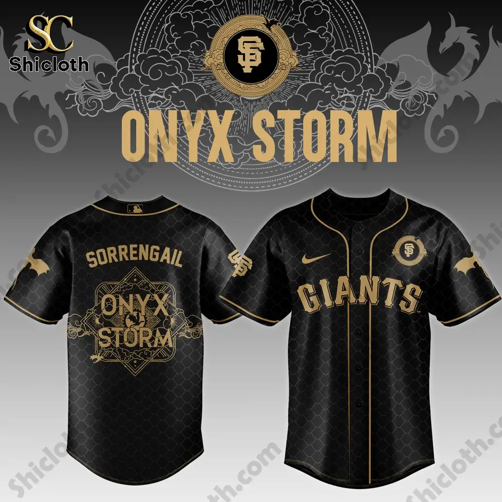 Black gold Giants Onyx Storm baseball jersey design by Shicloth!