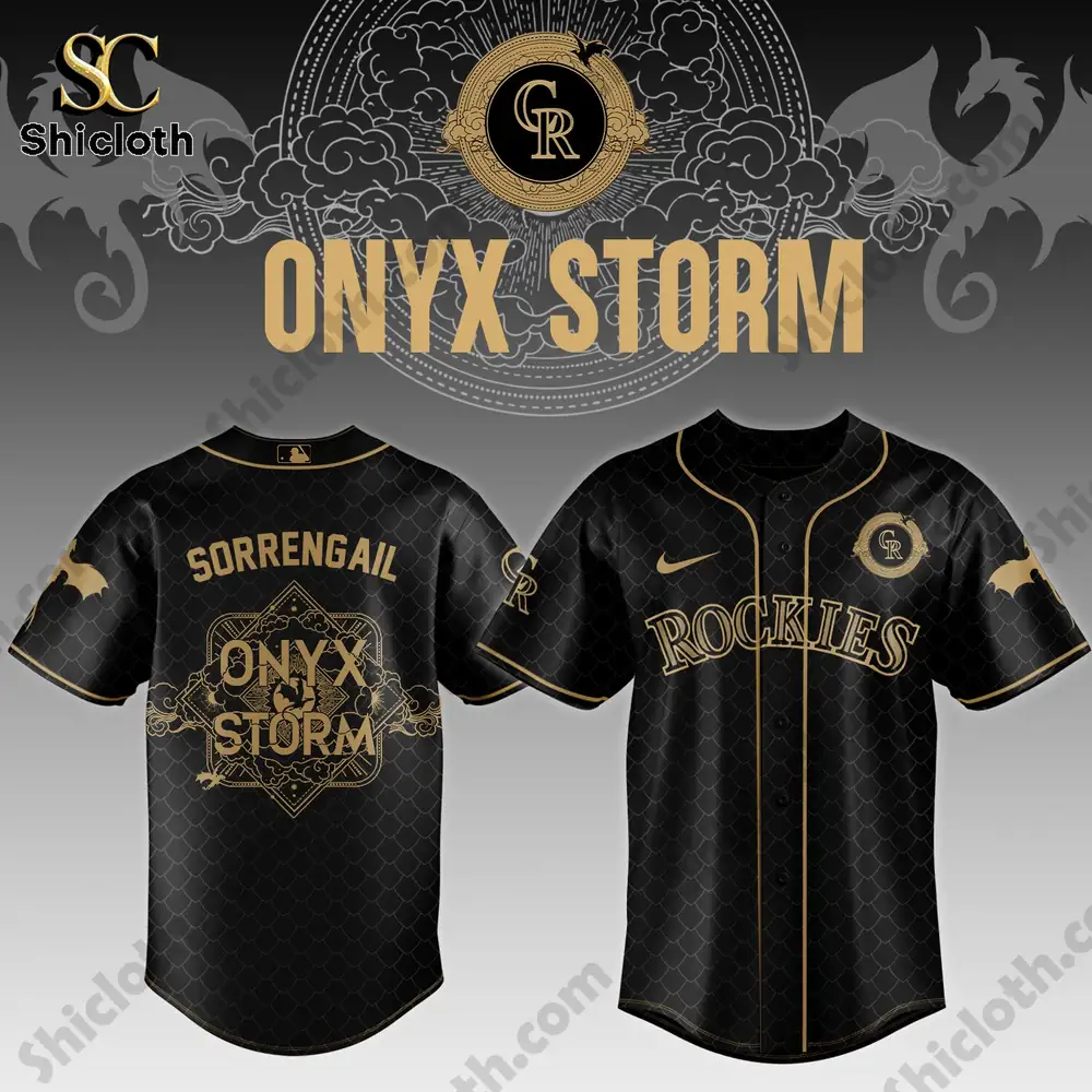 MLB ALL TEAM x Onyx Storm Baseball Jersey 2026 5 Black gold Rockies Onyx Storm baseball jersey design by Shicloth!