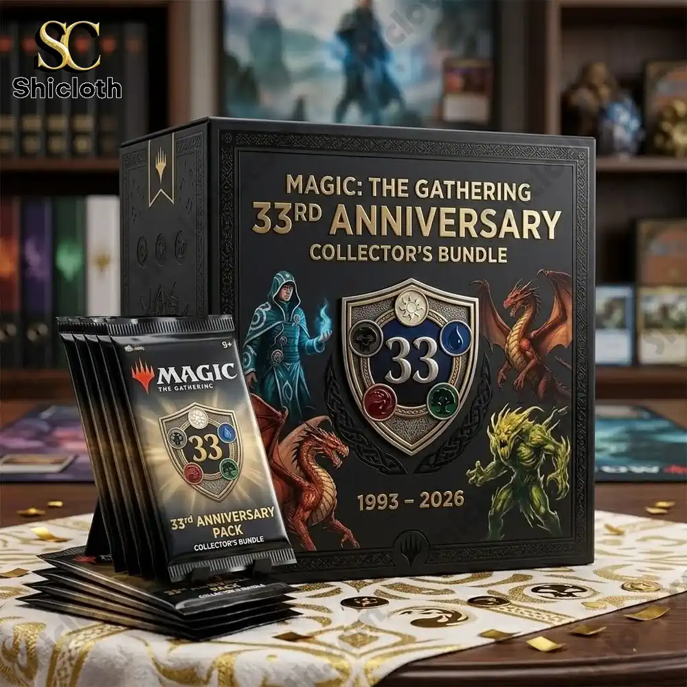 Magic The Gathering 33rd Anniversary Collector Bundle box with booster packs on table