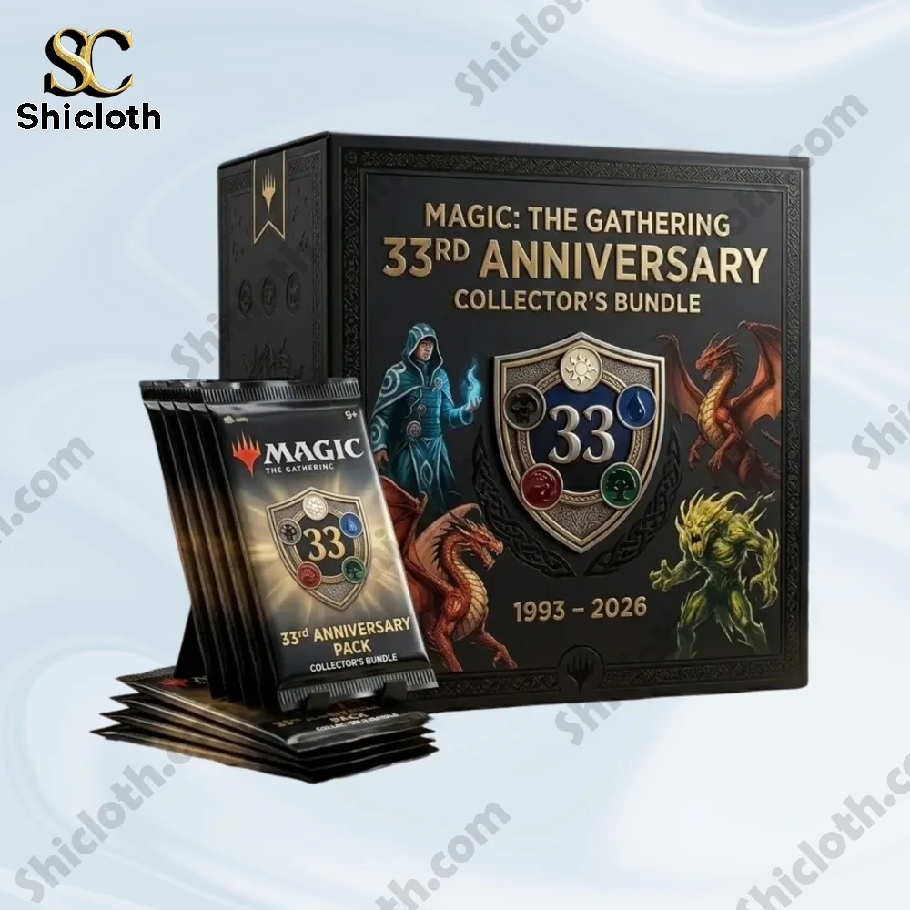 Magic The Gathering 33rd Anniversary Collector Bundle box with packs isolated on white background