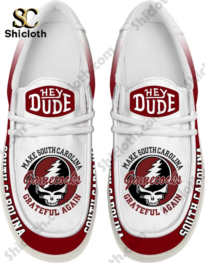 Top view South Carolina Gamecocks Hey Dude shoes red white design by Shicloth!