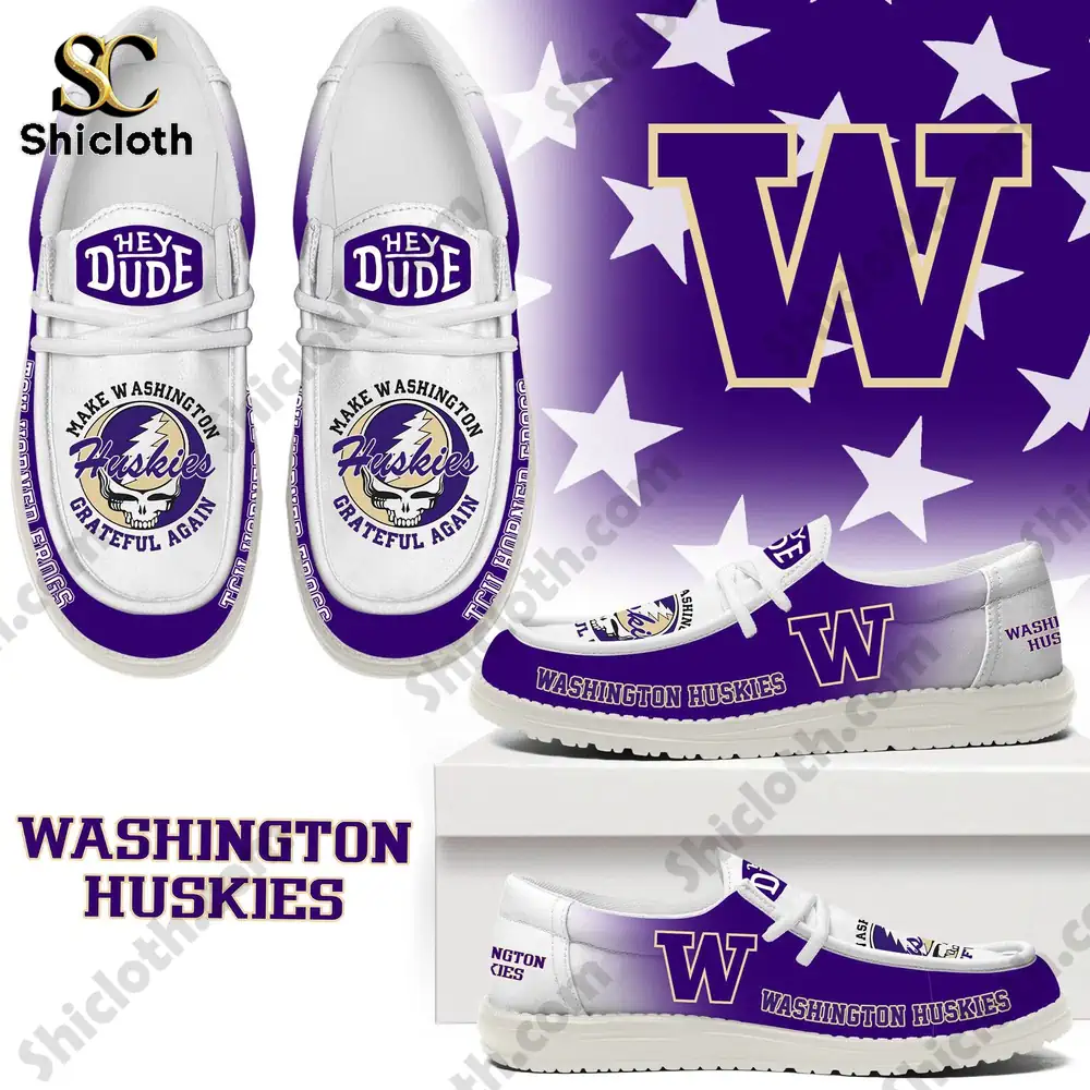 Washington Huskies Hey Dude shoes with purple and white design and team logo!