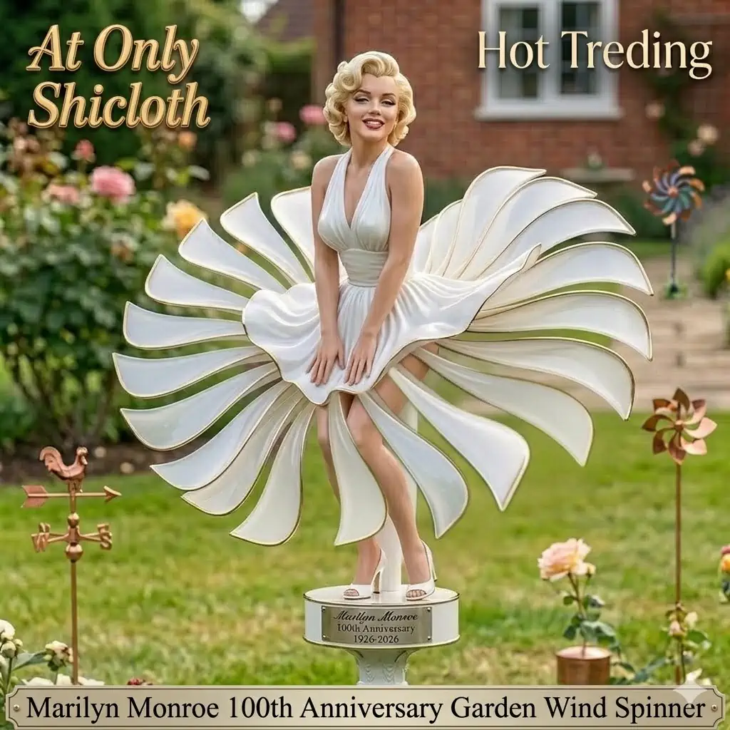 Marilyn Monroe wind spinner statue with Shicloth promotion in garden