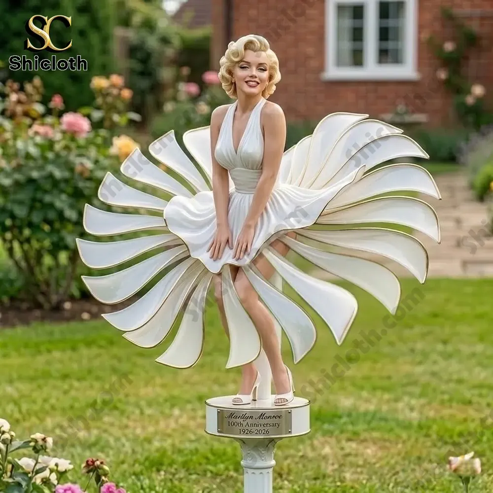 Marilyn Monroe 100th Anniversary Garden Wind Spinner 3 Marilyn Monroe inspired garden wind spinner on green lawn background
