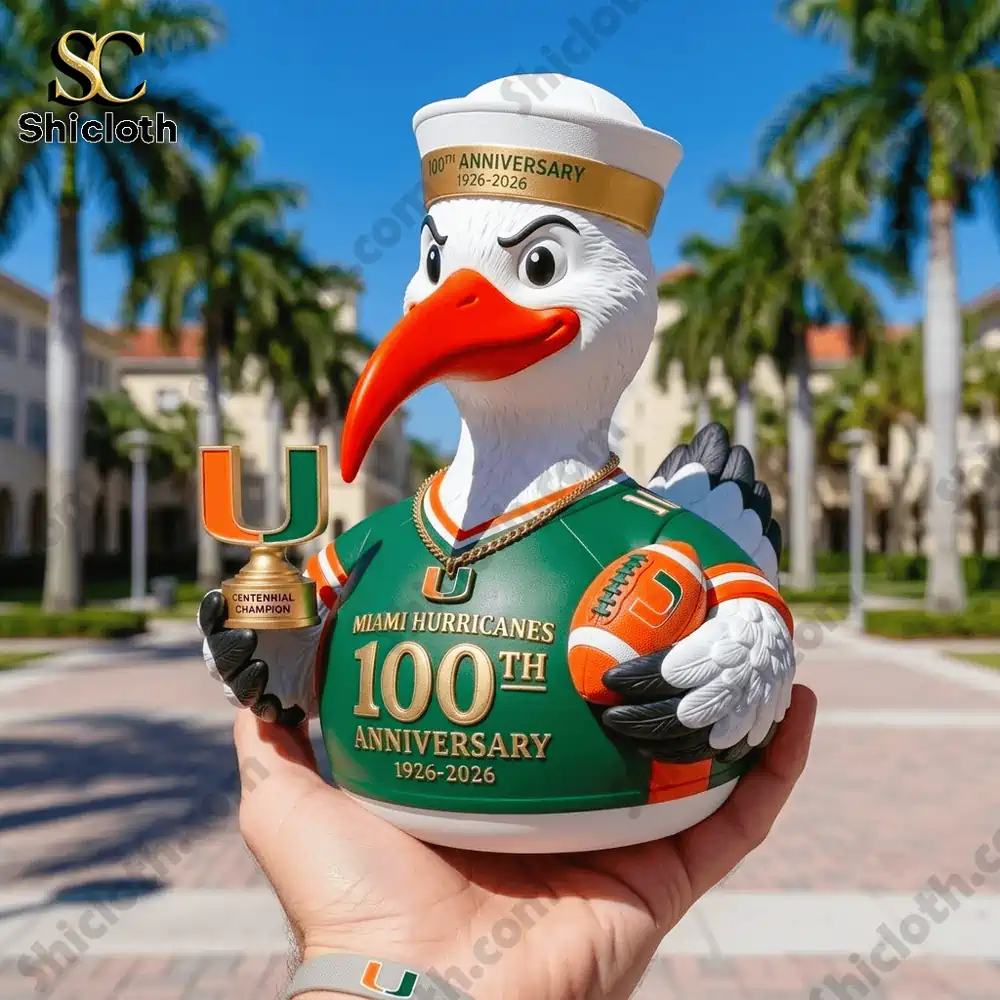 Alternative view of Miami Hurricanes Sebastian the Ibis 100th Anniversary Resin Duck