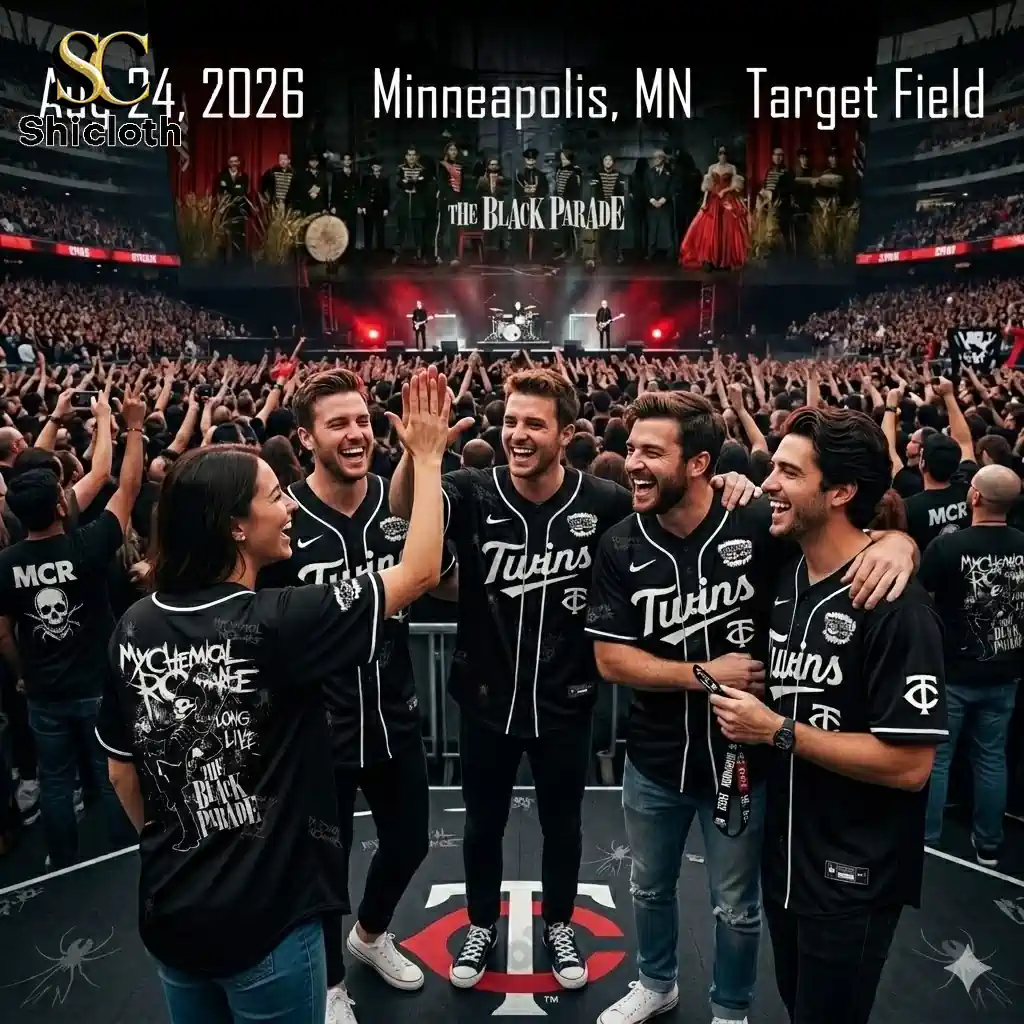 Fans wearing Minnesota Twins and My Chemical Romance jerseys at Target Field in Minneapolis during a concert event!