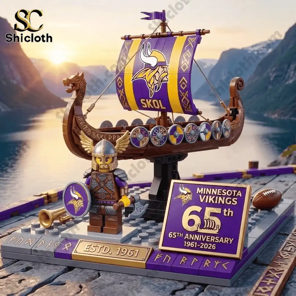 Alternative view of Minnesota Vikings 65 Years Heritage Collection Skol Longship Anniversary Building Set