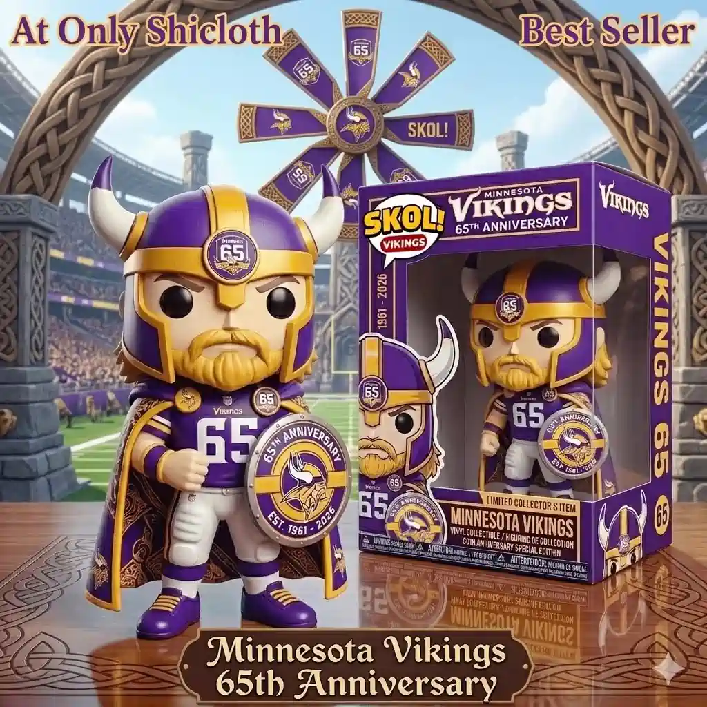 Minnesota Vikings anniversary viking figure with decorative stadium backdrop!