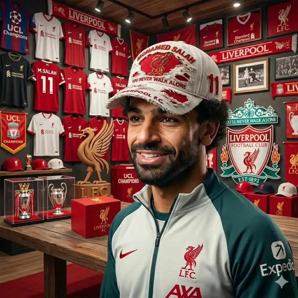 Red Liverpool cap with Mohamed Salah Egyptian King embroidery!