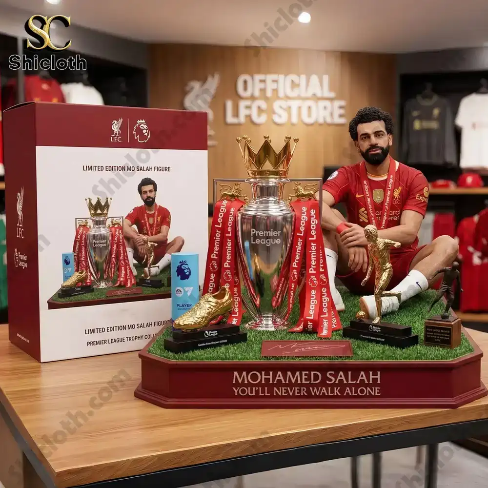 AC/DC 53rd Anniversary Commemorative Figure 47 Mohamed Salah figure with Premier League trophy and Liverpool themed display!