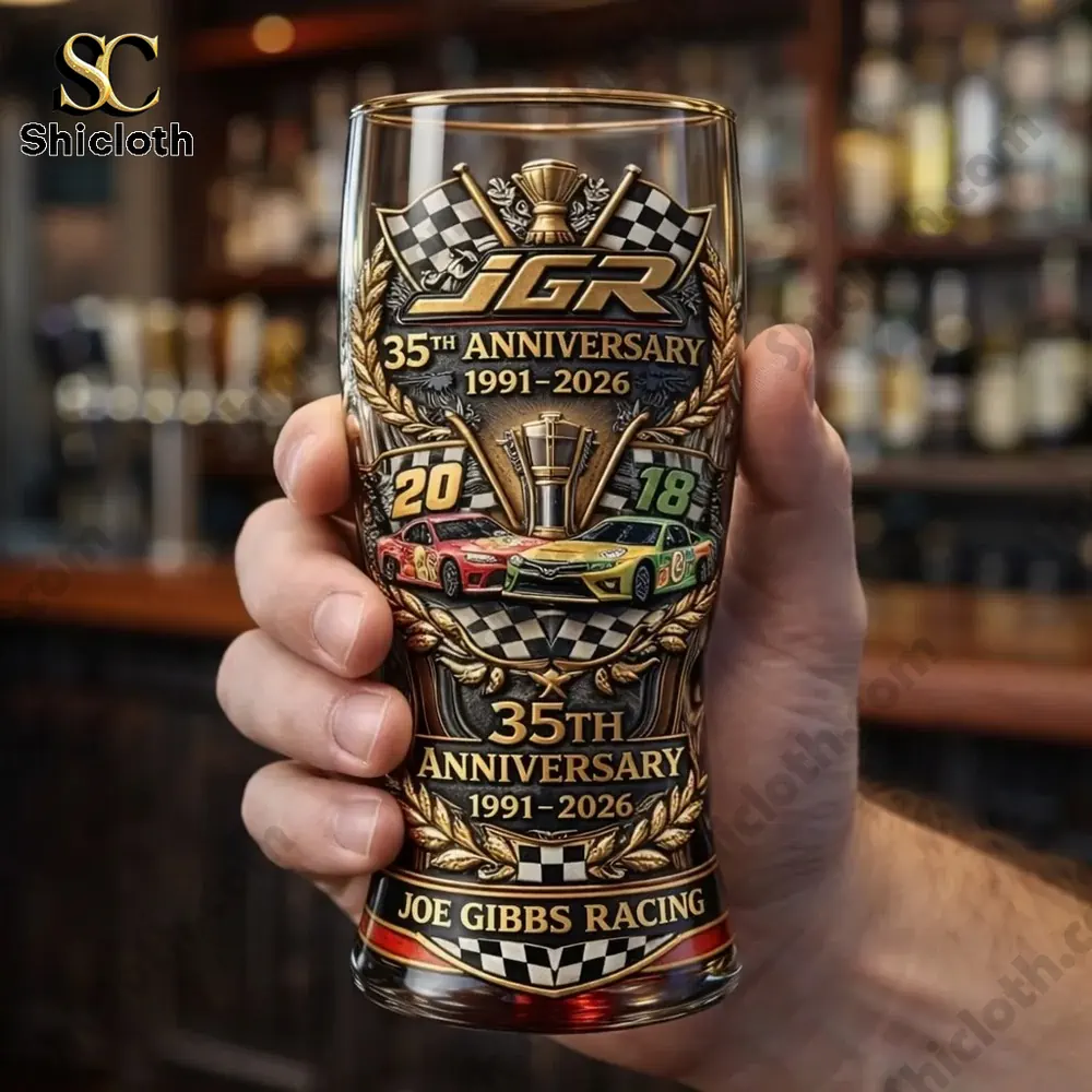 NASCAR Joe Gibbs Racing 1991?2026 35th Anniversary 3D Relief Pint Glass