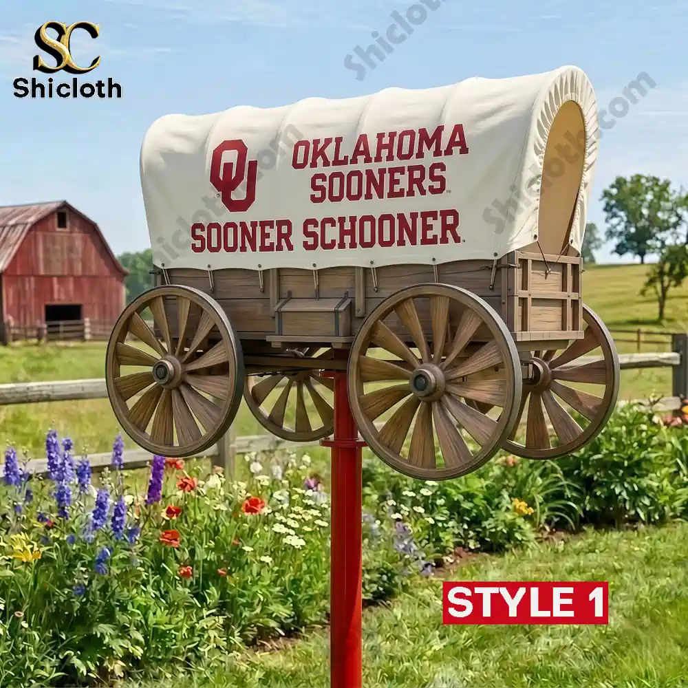 Alternative view of Oklahoma Sooners Schooner Custom Wind Spinner For Garden