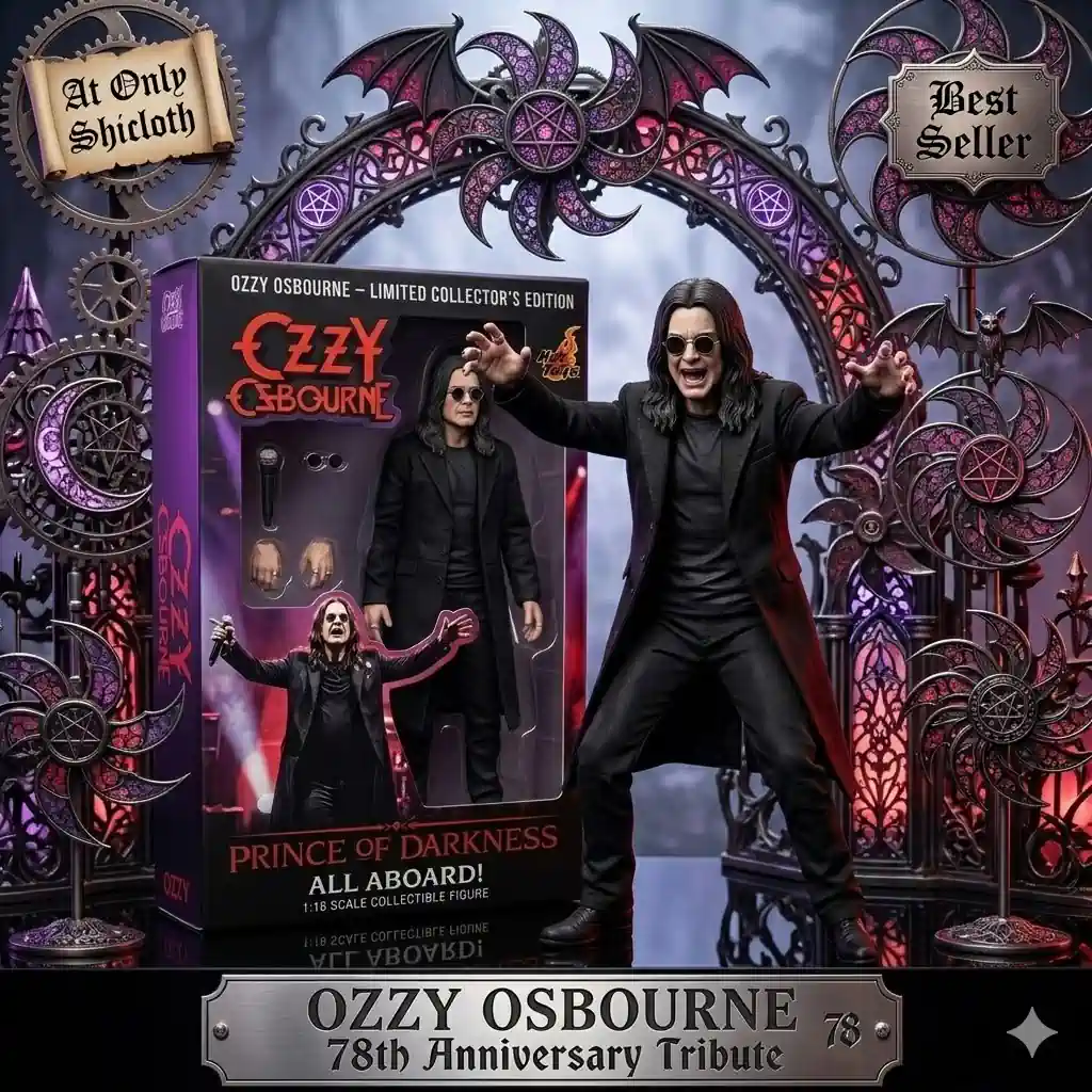 Ozzy Osbourne figure in gothic themed display with box