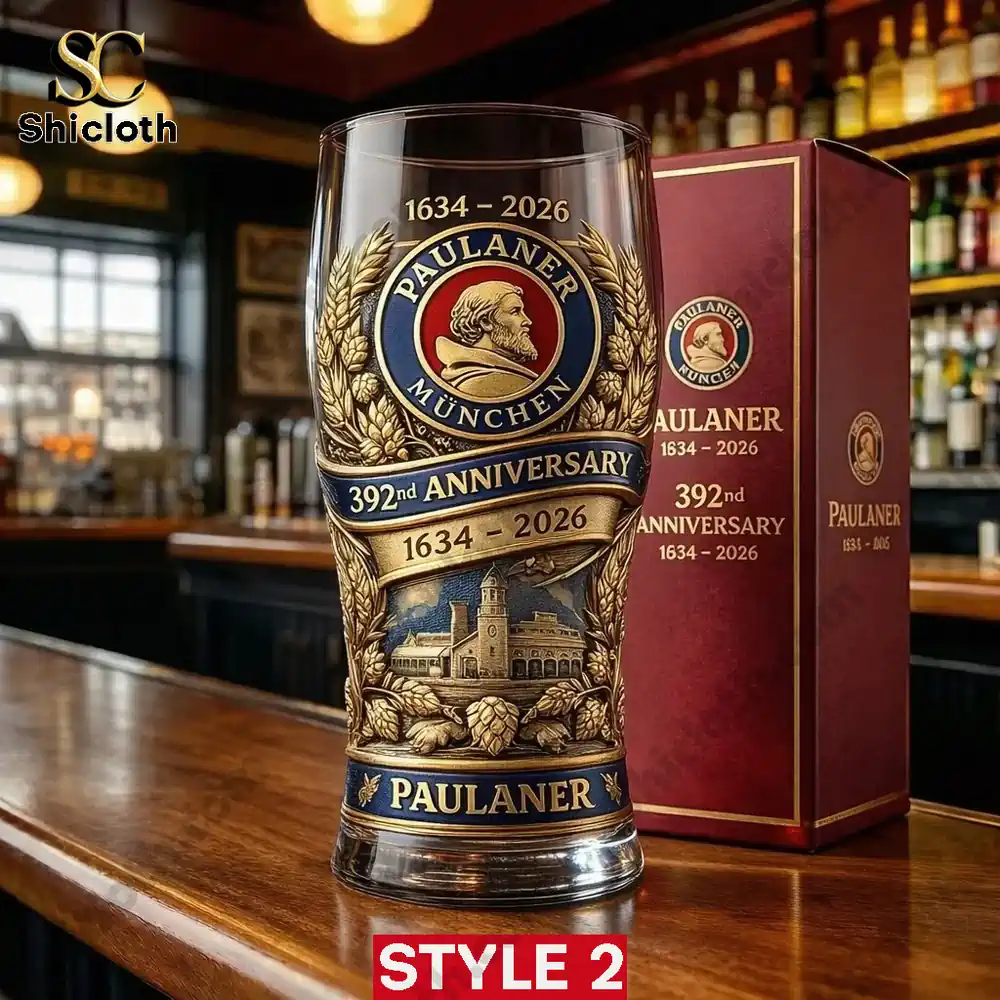Alternative view of Paulaner 1634?2026 ? 392th Anniversary 3D Relief Pint Glass