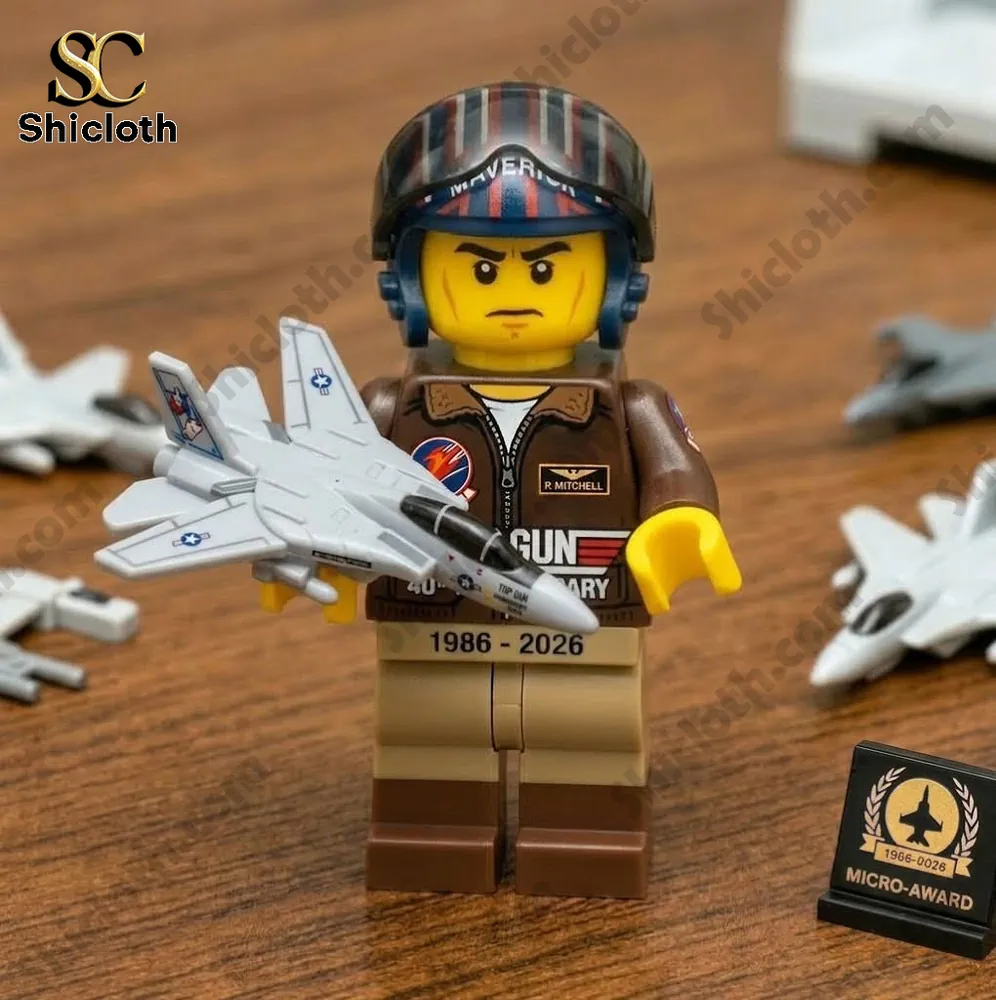 Close view toy pilot holding small jet model