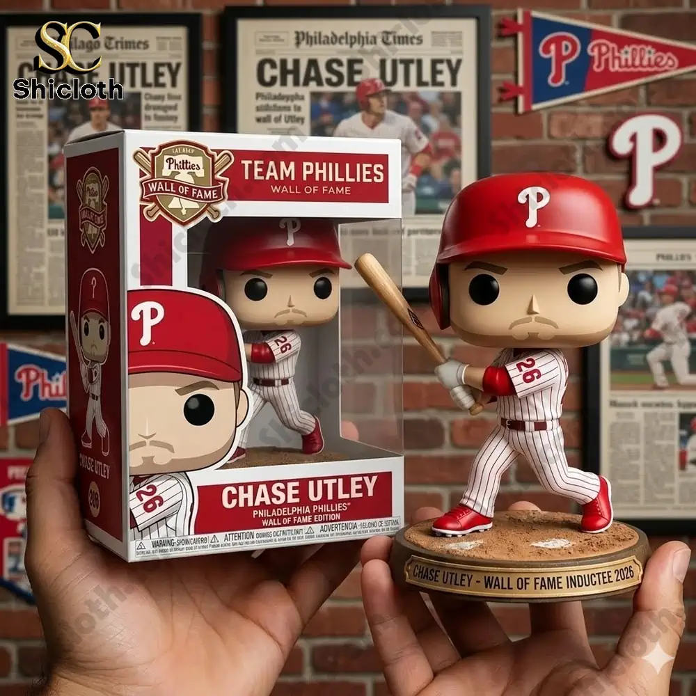 Philadelphia Phillies Chase Utley wall of fame collectible figure with box displayed in hands!