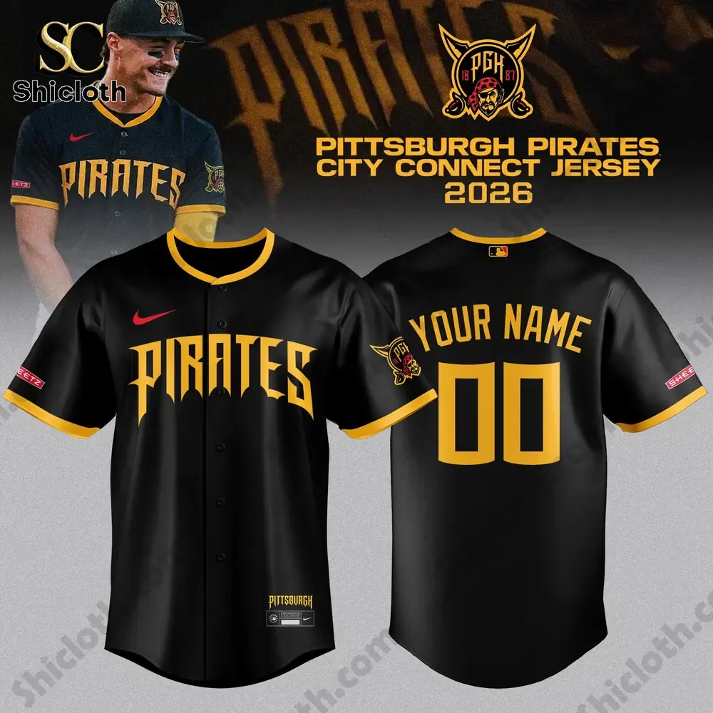 Black Pittsburgh Pirates City Connect jersey front and back from Shicloth!