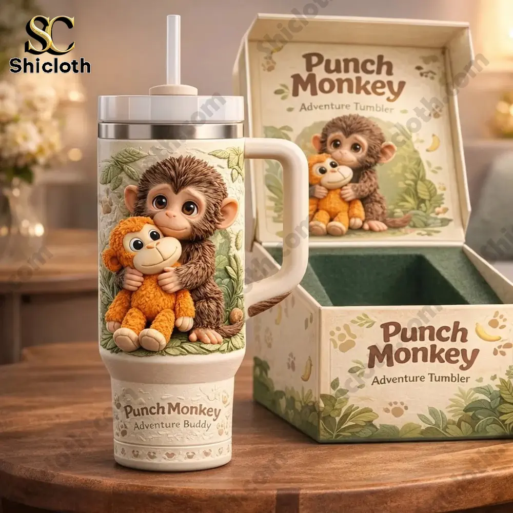 Alternative view of Punch Monkey 3D Relief Car Tumbler