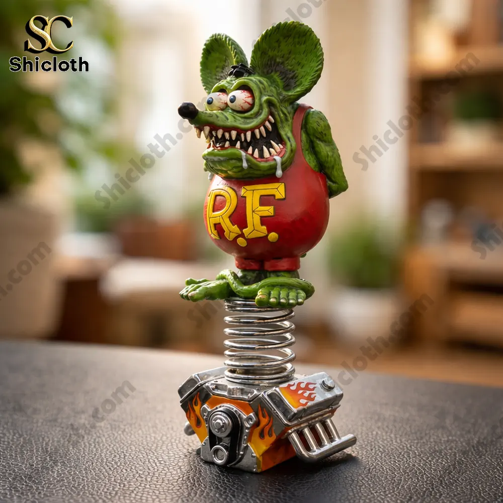 Rat Fink hot rod dashboard spring bobblehead on desk indoor display Shicloth!