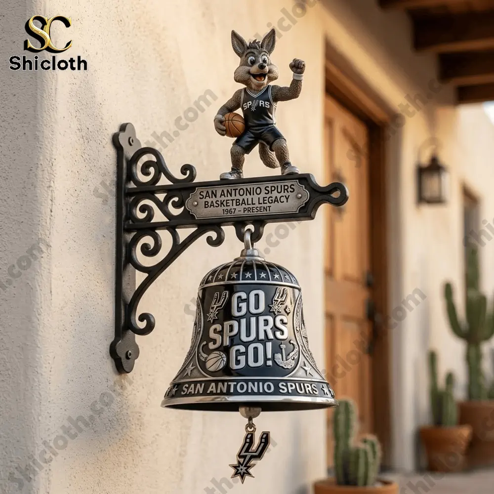 San Antonio Spurs Go Spurs Go wall bell mounted on exterior house wall!