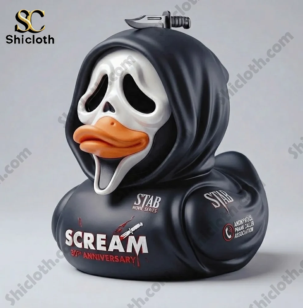 Ghostface hooded duck with knife detail collectible by Shicloth inspired by Scream anniversary!