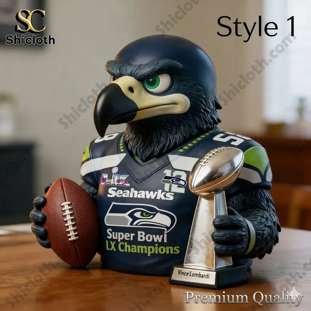Champion eagle football resin figure holding ball and trophy by Shicloth!