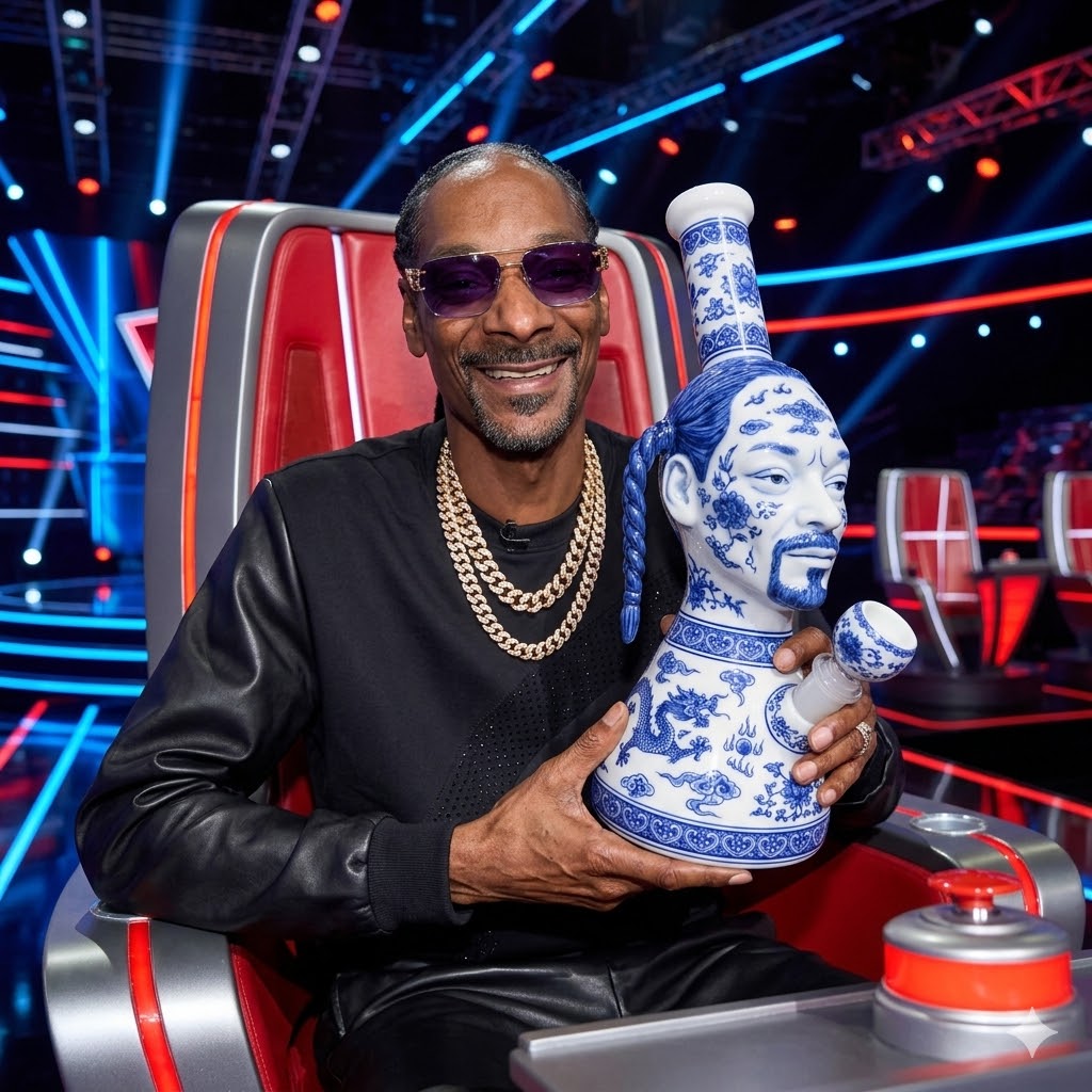 Snoop Dogg Blue and White Porcelain Bong