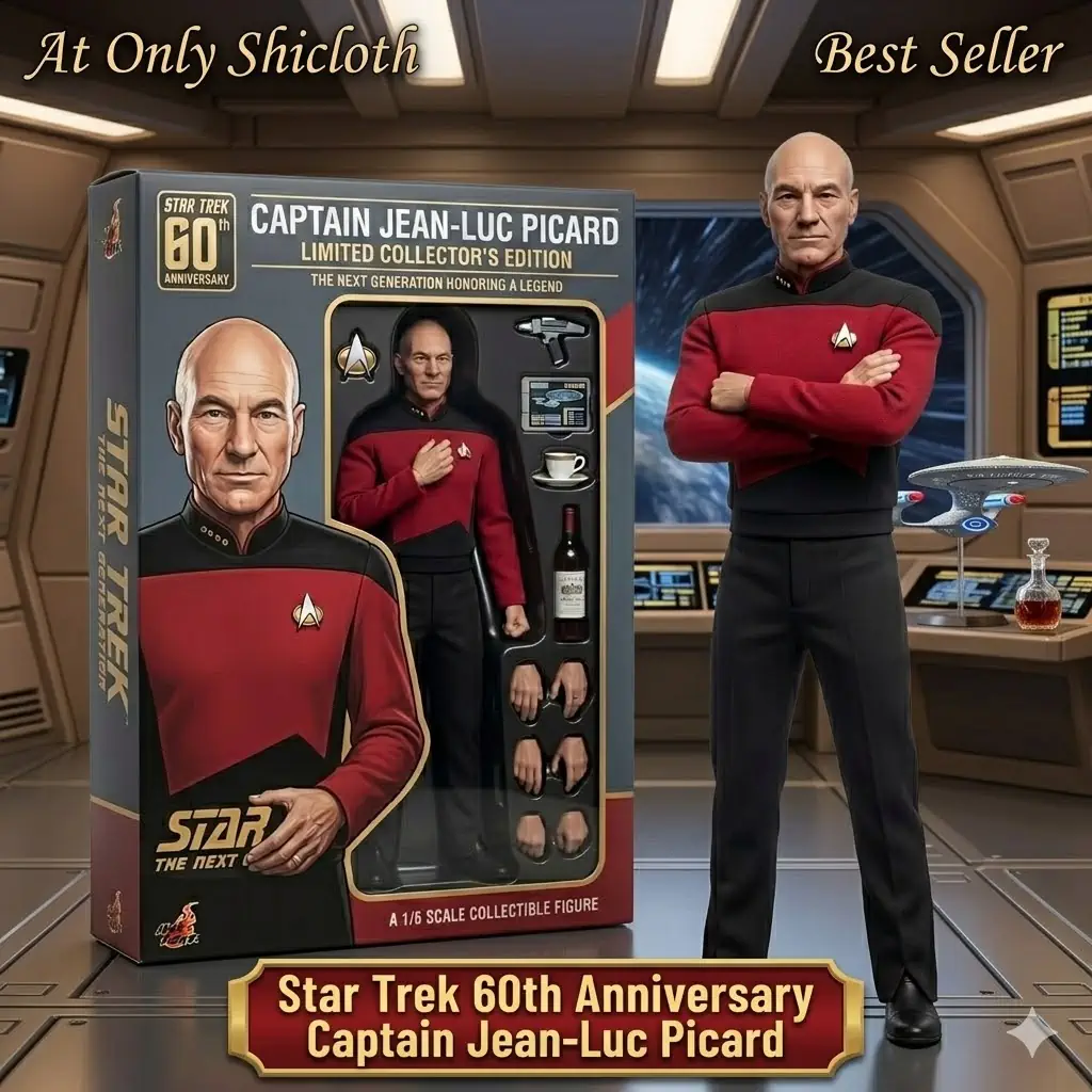 Captain Picard figure displayed in starship background scene