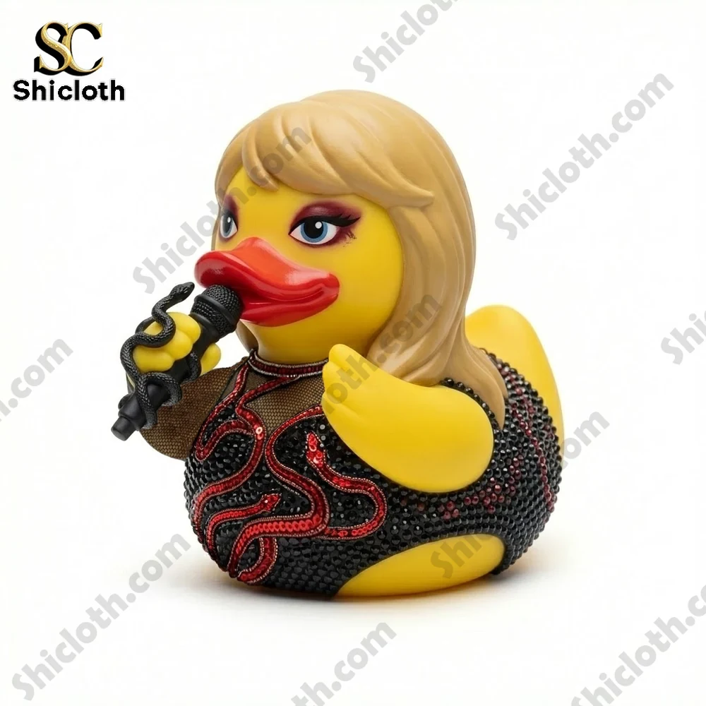 AC/DC 53rd Anniversary Commemorative Figure 43 Rubber duck singer holding a microphone with sparkling outfit