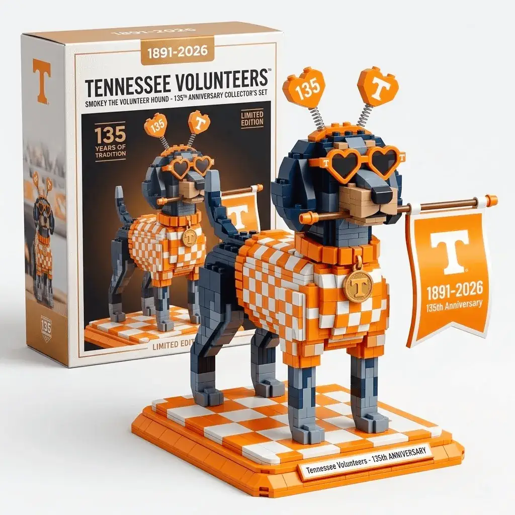 Tennessee Volunteers 135th Anniversary Commemorative Building Block Set 3 Limited edition Tennessee Volunteers block dog with retail box