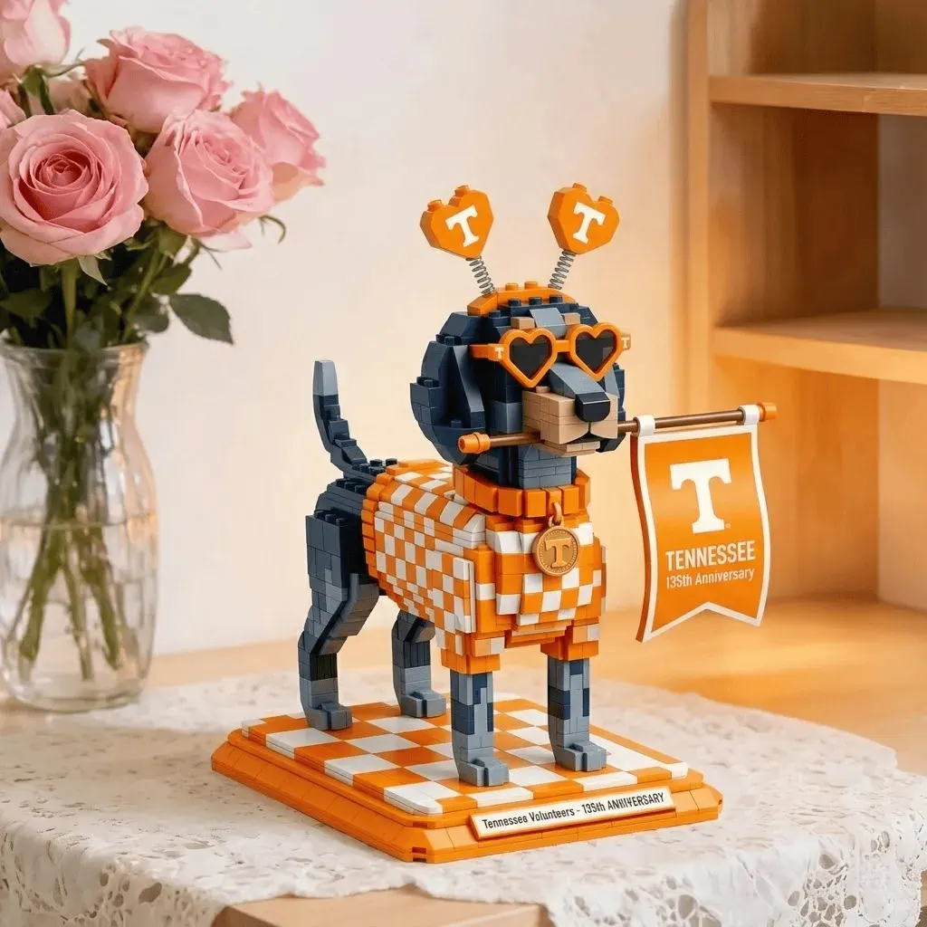 Tennessee Volunteers 135th Anniversary Commemorative Building Block Set 4 Decorative Tennessee Volunteers block dog model on table