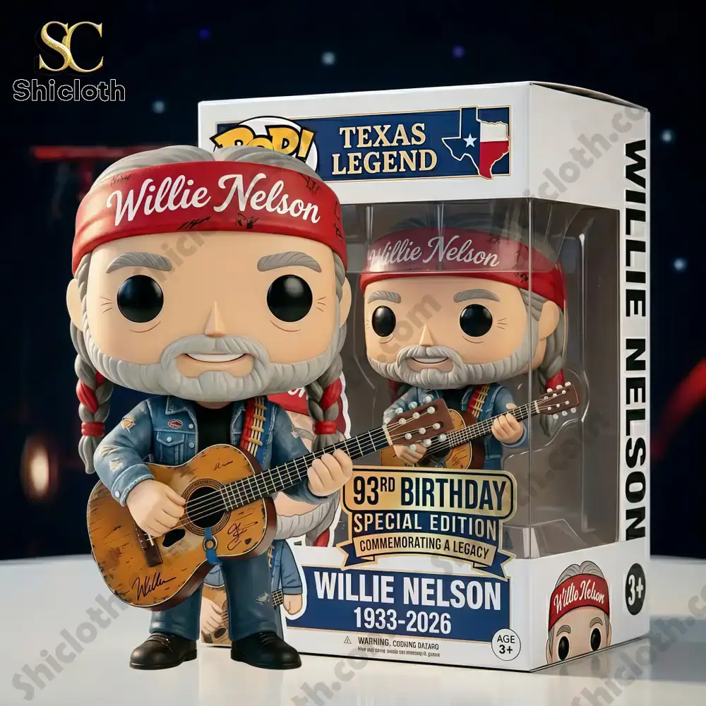 AC/DC 53rd Anniversary Commemorative Figure 65 Willie Nelson figure holding guitar in birthday special edition box