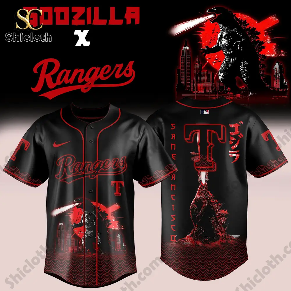 Alternative view of Texas Rangers x Godzilla 2026 Jersey