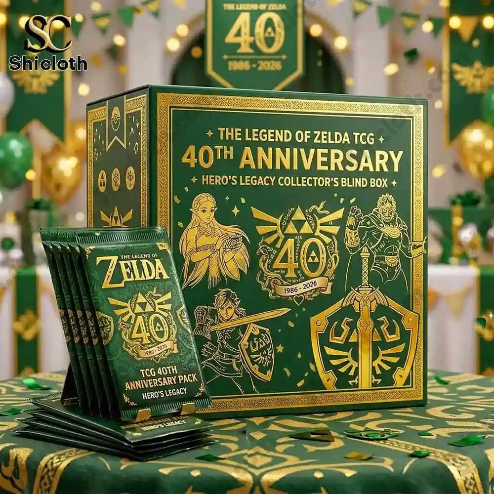 green zelda anniversary card box with packs displayed!