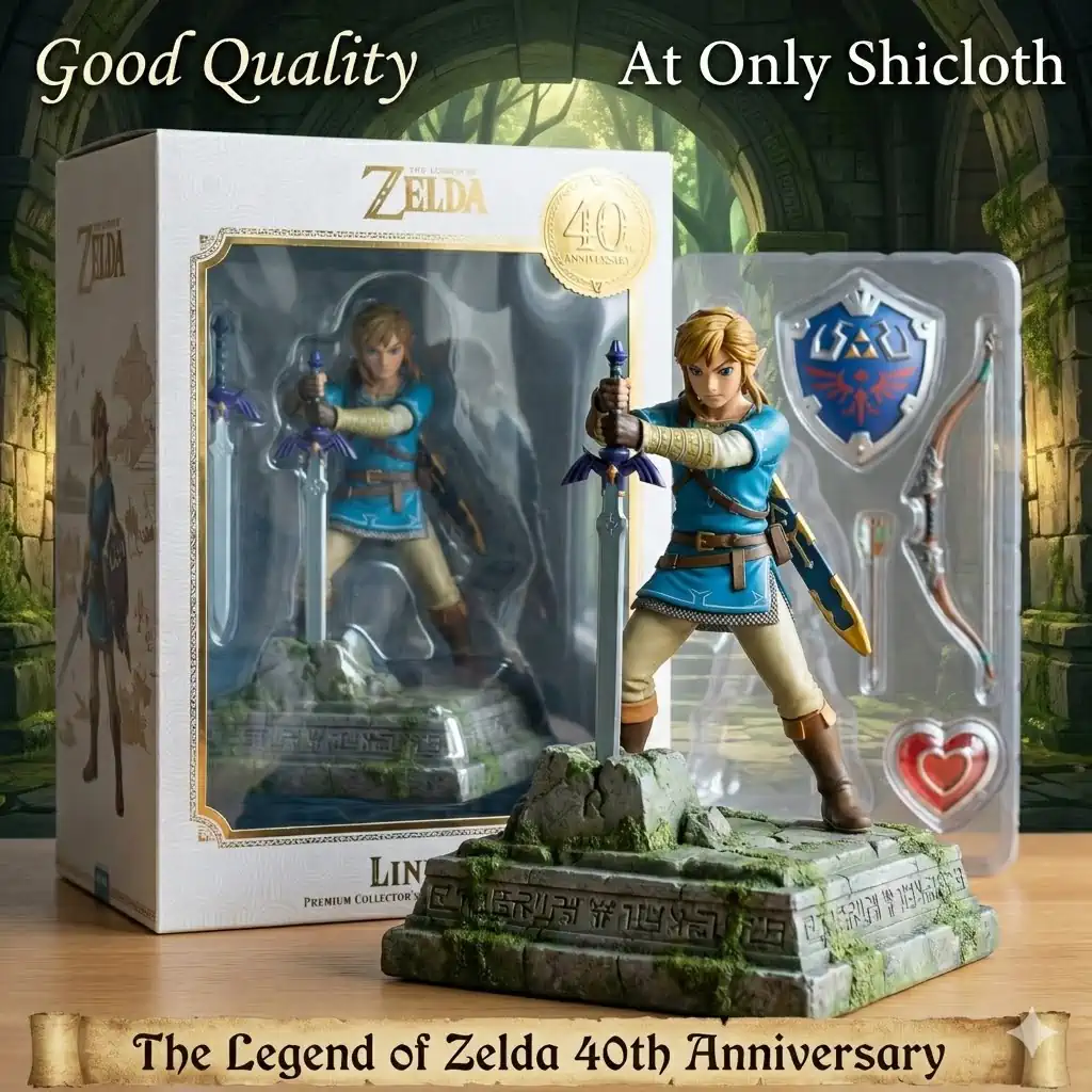 AC/DC 53rd Anniversary Commemorative Figure 91 Link figure with accessories displayed in forest themed background with collector box!