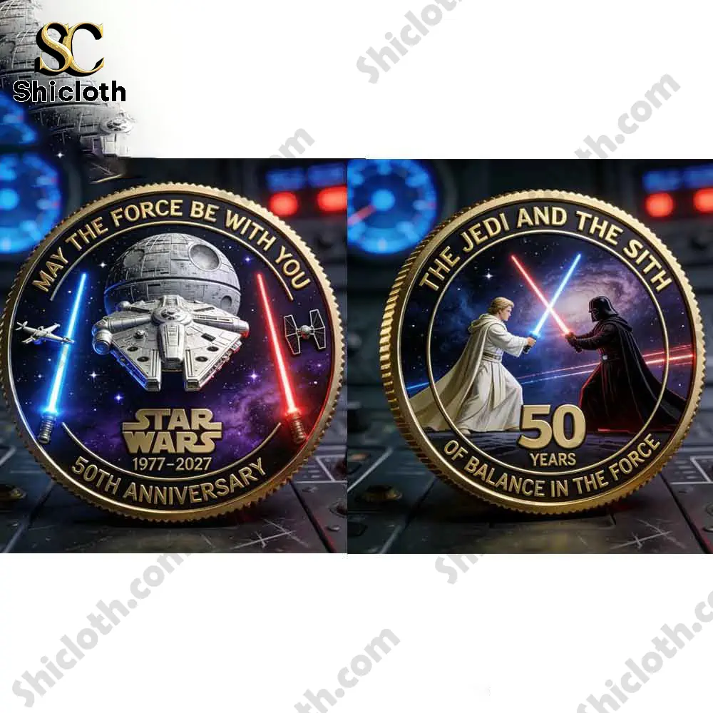 Front and back design of Star Wars 50th anniversary commemorative coin by Shicloth!
