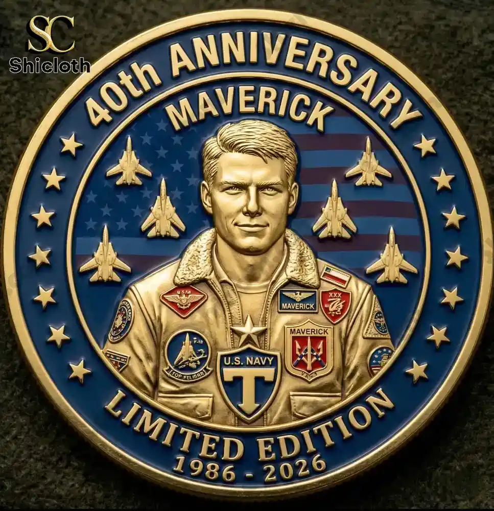 Gold Maverick commemorative coin with jets and navy theme!