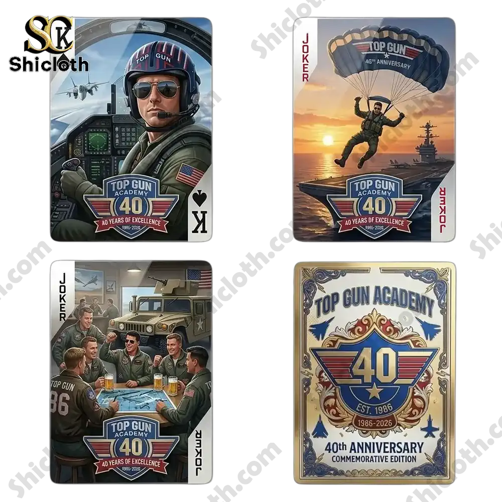 Top Gun 40th Anniversary Commemorative Edition Playing Cards 6 Top Gun card showing pilots singing together in a bar scene