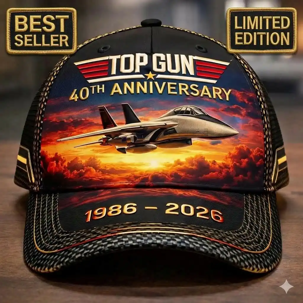top gun anniversary fighter jet sunset cap!