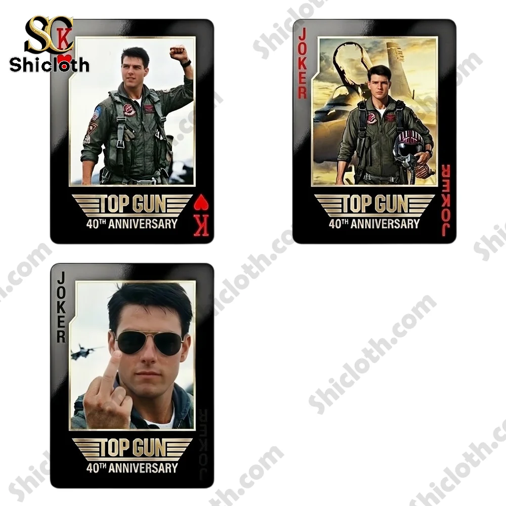 Top Gun themed playing cards with character portraits and Joker cards
