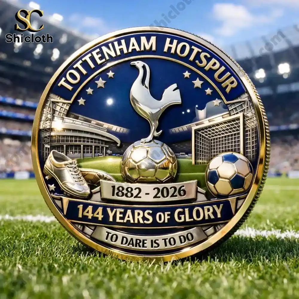 Tottenham Hotspur anniversary coin with club emblem stadium and football theme by Shicloth!