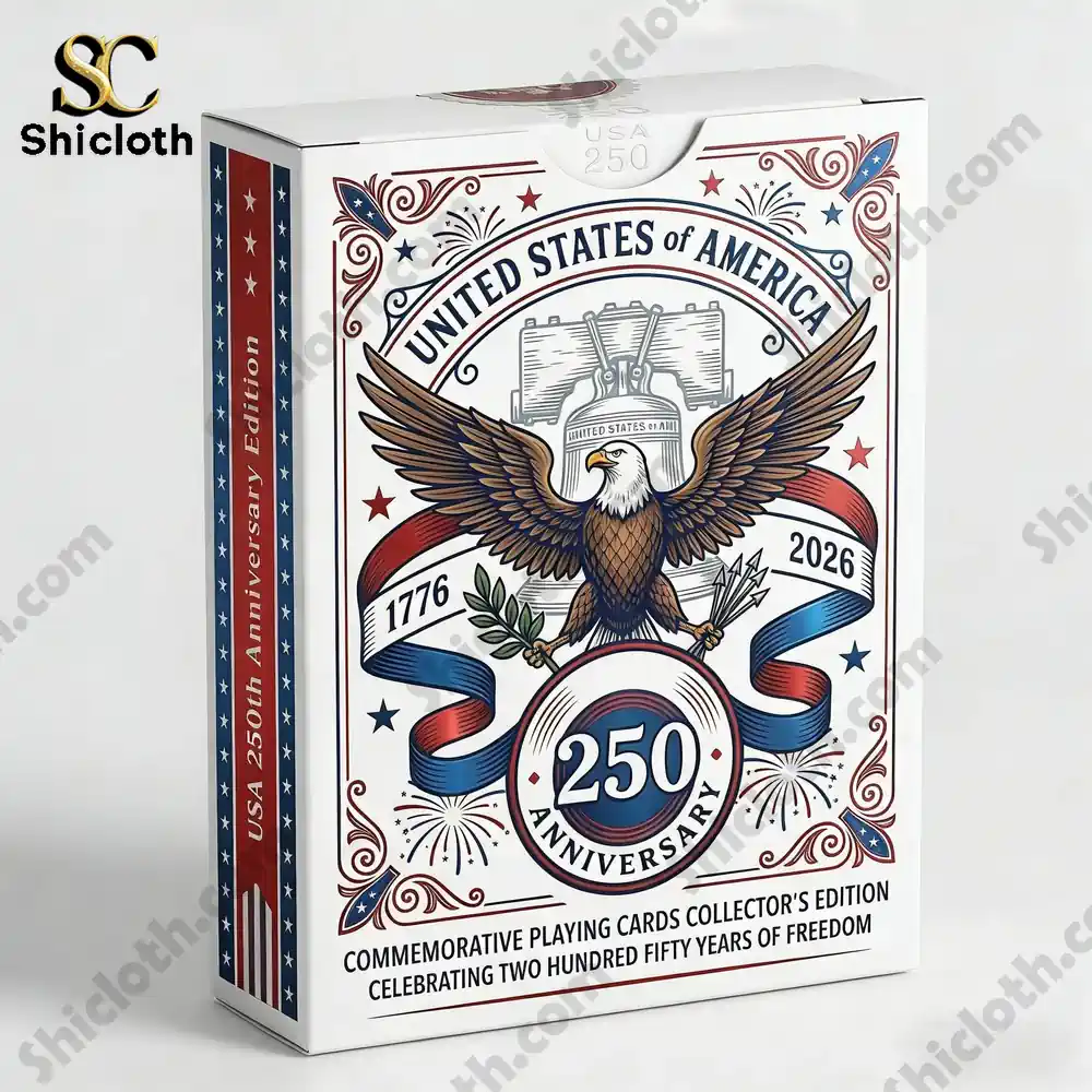 USA 250th anniversary playing cards box with eagle design
